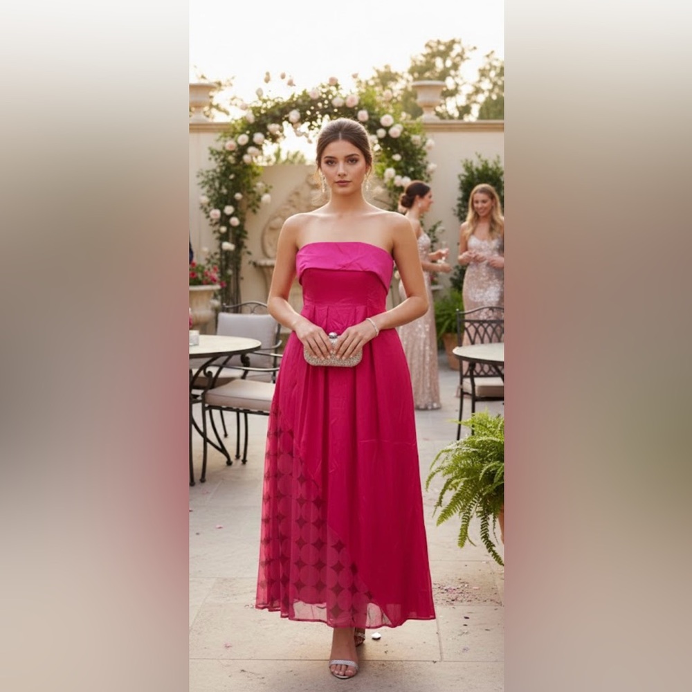 Elegant Pink Strapless Dress